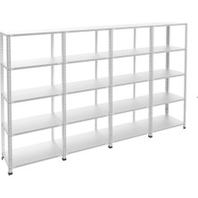 Alanraf 5 Katlı 4'lü Galvaniz Çelik Raf - Depo, Arşiv, Kiler, Dosya, Market Rafı 31X93 CM-200 Cm-0.70 mm