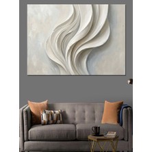 Artmeg Beyaz Modern Soyut Duvar Dokusu Dekoratif Kanvas - Mdf Ahşap Tablo