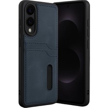 Elma Shop  Galaxy S25 Edge Sara Kartvizitli Deri Kılıf - Lacivert