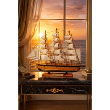 Kesene Isime Kişiye Özel Dekoratif Premium Ahşap El Yapımı Yelkenli Gemi Maketi 50 x 50CM Biblo Hediye 533-D