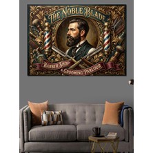 Artmeg Klasik Berber Salonu Noble Blade Dekoratif Kanvas - Mdf Ahşap Tablo