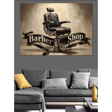 Karizma Tablo Barber Shop Nostaljik Berber Koltuğu Dekoratif Kanvas - Mdf Ahşap Tablo