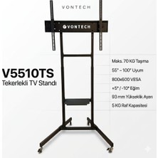 Vontech V5510TS 55-100'' Tekerlekli Ayaklı Lcd-Led Tv Standı