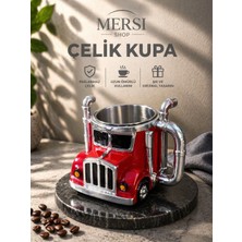 Mersi Shop Kamyon Tasarımlı Paslanmaz Çelik Kupa Bardak – 3D Dekoratif Araç Kupa