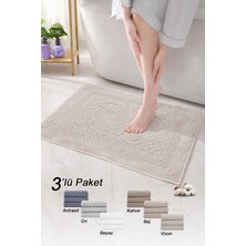 Vionel Home Pamuklu Ayak Havlusu | 3’lü Paket | Havlu Paspas Seti | Banyo Paspası | Otel Serisi | 50X70 cm