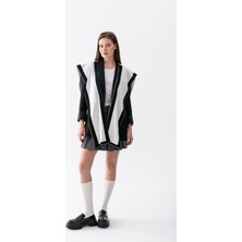 Wega Moda Çift Taraflı Biyeli Patchwork Triko Atkı – Kare Parçalı Unisex Spor Omuz Şalı, Boho Stil Kışlık Atkı