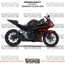 Yamaha R25 Kaplama Sticker Crimson Web Design Motor Kaplama Modeli Hazır Kit 2013-2018 Uyumlu 