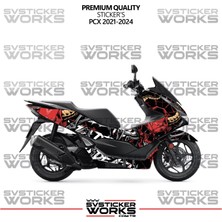 Honda Pcx Kaplama Sticker Death Design Motor Kaplama Modeli Hazır Kit 2021-2024 Uyumlu 
