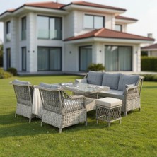 Tu Tienda Petra Galvanizli 3+1+1+MASA(80X140)+2 Puf Bahçe Balkon Mobilyası