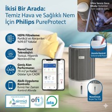Philips Geniş Alan Etkili 2'si 1 Arada Hava Temizleyici ve Nemlendirici Cihaz Yüksek Çekim Güçlü Aktif Karbon Filtreli Kuruluk ve Alerjen Önleyici