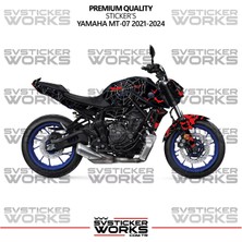 Yamaha Mt-07 Kaplama Sticker Crimson Web Design Motor Kaplama Modeli Hazır Kit 2021-2024 Uyumlu 