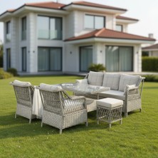 Tu Tienda Petra Galvanizli 3+1+1+MASA(80X140)+2 Puf Bahçe Balkon Mobilyası