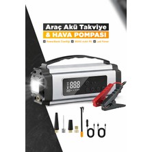Airstorr Akü Takviye Cihazı Hava Pompası 8000MAH Powerbank Kompresör Fener 12V Araç Starter