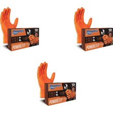 Dolphin Nitril Powergrip Ekstra Kalın Elmas Dokulu Eldiven Turuncu Xl Büyük Boy - 50'li 3 Paket