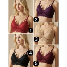 Tekstil Stokları Kadın Dantelli Desteksiz Şeritli Bralet Sütyen Ten Rengi