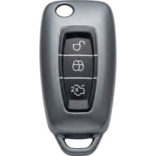 Oto Aksesuarcım Ford Focus/cmax/fiesta/mondeo/transit Uyumlu Silikon Oto Anahtar Kumanda Kabı Kılıf Gri