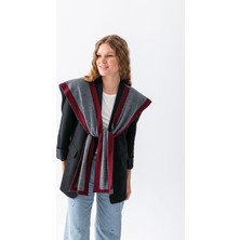 Wega Moda Çift Taraflı Biyeli Patchwork Triko Atkı – Kare Parçalı Unisex Spor Omuz Şalı, Boho Stil Kışlık Atkı