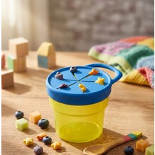 Veyla Style Çocuk ve Bebekler Için Silikon Kapaklı Atıştırma Kabı 250 ml Mavi-Yeşil