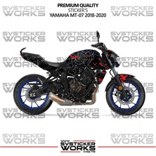 Yamaha Mt-07 Kaplama Sticker Crimson Web Design Motor Kaplama Modeli Hazır Kit 2018-2020 Uyumlu 