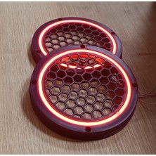 16CM Kırmızı Neon Işıklı Hoparlör ve Midrange Kapağı 1 Takım (2 Adet)