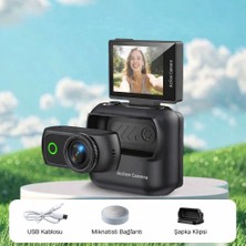 Azurtech Mini 4K Aksiyon Kamera | Manyetik Klipsli, Wifi Destekli, Döner Ekranlı Spor Kamerası (G18)