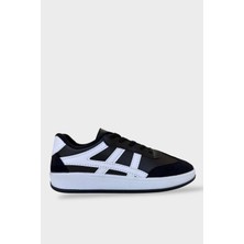 Liger Unisex Yanı Şeritli Bağcıklı Günlük Spor Ayakkabı Siyah - Beyaz