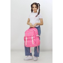 Probag Kız Çocuk Okul Çantası Fuşya Varak Desenli Parlak Kapaklı Ilkokul Sırt Çantası