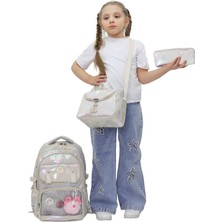 Probag Kız Çocuk Okul Çantası 3lü Set Hologram Parlak Şeffaf Cepli Beslenme Kalemlik Ilkokul