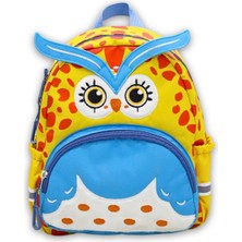 Probag Anaokulu Kız Erkek Çocuk Sırt Çantası Sevimli Baykuş Figürlü Sarı Mavi Desenli