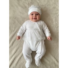 Babydonat Dantelli Çiçek Nakışlı Kız Bebek Tulum %100 Pamuk