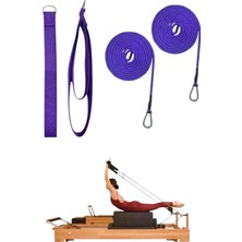 PremiumPort Çift Mor Reformer Halatı ve Pamuklu Kolon Reformer Elcik Straps Ikili Set