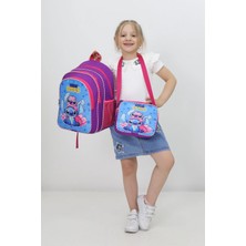 Probag Kız Çocuk Okul Çantası ve Beslenme Çantası Seti Mor Pembe Ilkokul Anaokulu Sırt Çantası