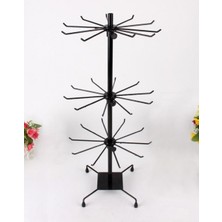 Özer Kutu Büyük Boy Siyah 3 Katlı Döner Metal Kolye&zincir ve Tesbih Takı Standı Organizatör 60 cm