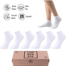 Lion Monroe Saf Bambu Kadın Yarım Konç Düz Siyah Çorap Dikişsiz Premium Kutulu 6'lı L5952AZNP Softaura