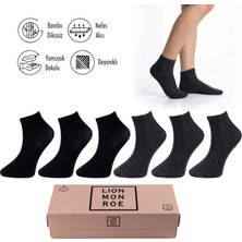 Lion Monroe Saf Bambu Kadın Yarım Konç Düz Siyah Çorap Dikişsiz Premium Kutulu 6'lı L5952AZNP Softaura