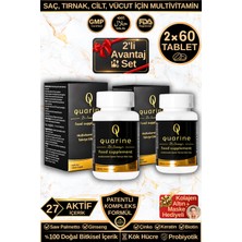 Dr. Sammy's Quarine Saç, Tırnak, Cilt ve Vücut Vitamini - 2'li Avantaj Set (2 Aylık Kür) - Dökülme ve Yıpranma Karşıtı Keratin, Biotin, Bitkisel Kök Hücre Extratları,ginseng ve Multivitamin Içeren Diyet Takviyesi