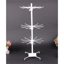 Özer Kutu Büyük Boy Beyaz 3 Katlı Döner Metal Kolye&zincir ve Tesbih Takı Standı Organizatör 60 cm