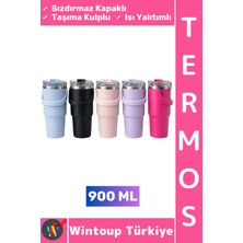 Wintoup #termos Gündelik Kamp Outdoor Piknik Sızdırmaz Kapak Isı Yalıtımlı Taşıma Kulplu Mug Termos 900 ml