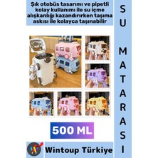 Wintoup #sumatarası Ofis Okul Çocuk Su Içme Alışkanlığı Otobüs Tasarımlı Pipetli Askılı Su Matarası 500 ml
