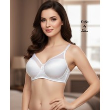 Intive Lingerie Evelyn Parlak Saten Çizgi Detaylı C Cup Balenli Desteksiz Önü Tül Detaylı Şık Sütyen