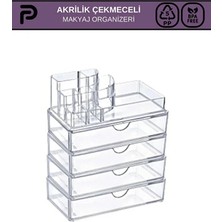Poomy 8 Bölmeli 2 Çekmeceli Makyaj Organizer Kozmetik Ürün Düzenleyici
