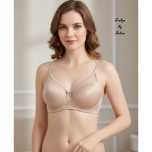 Intive Lingerie Evelyn Parlak Saten Çizgi Detaylı C Cup Balenli Desteksiz Önü Tül Detaylı Şık Sütyen