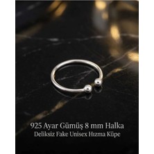 Begonia Accessories 925AYAR Gümüş Delikli Deliksiz Fake Unisex Halka Küpe Hızma Minimal Şık Modern Tasarım Alerji Yapmaz