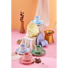Yumuk Shop Luna 6 Kişilik Renkli Kahve Fincan Takımı 90 ml