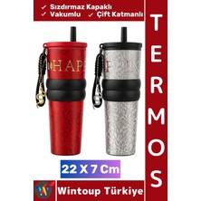 Wintoup #termos Kamp Outdoor Piknik Gündelik Sızdırmaz Kapaklı Çift Katmanlı Vakumlu Termos Bardak 22 x 7 cm