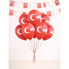 Türk Bayrağı Ay Yıldız Baskılı Balon – Kalisan Milli Bayram Balonu 10'lu