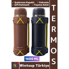 Wintoup #termos Kamp Outdoor Piknik Sızdırmaz Kapaklı Çift Katmanlı Vakumlu Taşıma Askılı Mug Termos 1600 ml