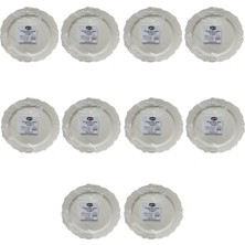 Omeyva Mika Plastik Parti Davet Sunum Servis Sert Mika Tabak - 26 Cm. - Krem - 6 Adetlik 10 Paket