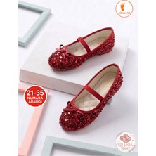 Albishoes Kız Çocuk Günlük Gösteri 23 Nisan Fiyonk Detaylı Lastikli Yumuşak Kız Çocuk Babet Ayakkabı