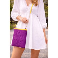 Ky Atelier Lila Kumaş Askılı Kapitone Portföy Çanta- El Yapımı Clutch- Abiye & Günlük Kullanım- Şık Kadın Çanta